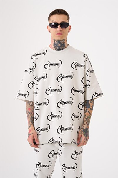 Machinist Men's Nope Printed Oversized T-Shirt Space Gray