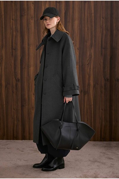 HEQA Palton cu detaliu la guler Antracit