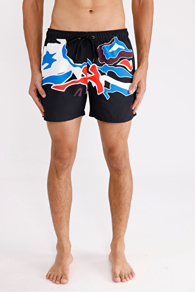 Rowinger Digital Pattern Abstract Printed Elastic Waist Adjustable Lace-Up Tw...