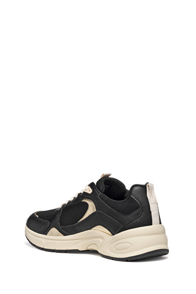 Geox Women's Black D Zarvıa a - Mesh+Pearl.Gbk Lace-Up Thick Sole Leather Sneaker D55Yla01454C9999