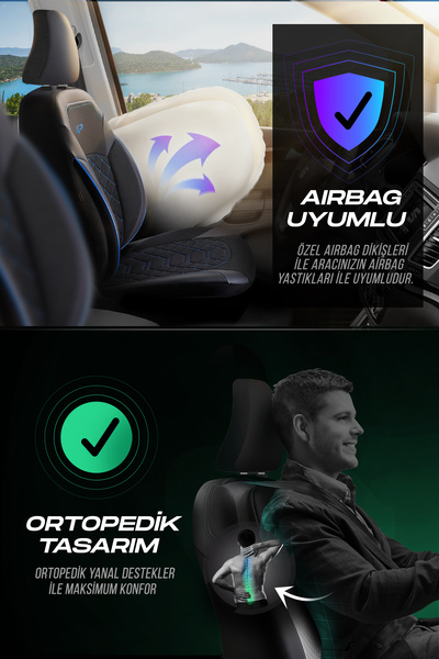 Panda Kılıf Panda Bremen Series Linen Fabric Car Seat Cover - Full Set