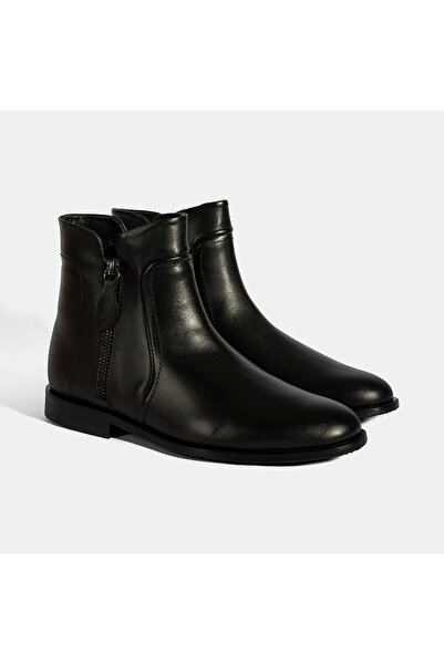 Desa Women's Black Double Zipper Leather Boots