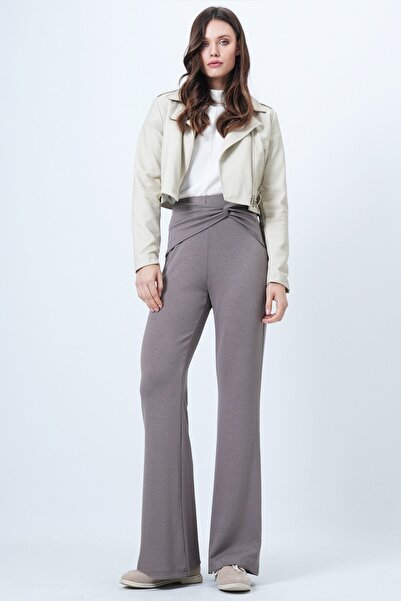 VAGGON Women's Mink Waist Knot Detailed Modal Trousers Vs01521