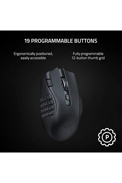 RAZER Naga V2 HyperSpeed Wireless MMO Gaming Mouse — 19 Programmable Buttons, Focus Pro 30K Sensor