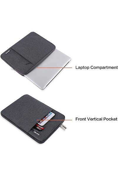 Mosiso Laptop Sleeve 13.3 inch with Front Pocket – Polyester, Space Gray