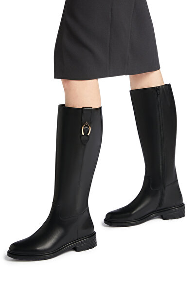 Geox Women's Black D Walk Pleasure D - Smo.Lea Zippered Leather Boots D46Tgd00043C9999