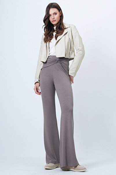 VAGGON Women's Mink Waist Knot Detailed Modal Trousers Vs01521