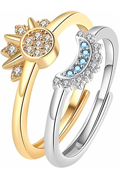 Generic 2 Pack Sun and Moon Ring Set, Stackable Rings, Women's Men's Promise ...