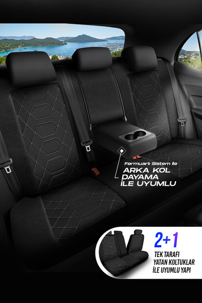 Panda Kılıf Panda Bremen Series Linen Fabric Car Seat Cover - Full Set