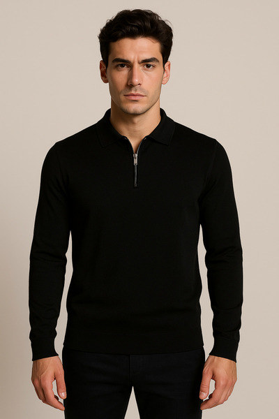 NCS Men's Knitwear Polo Neck Black 3773