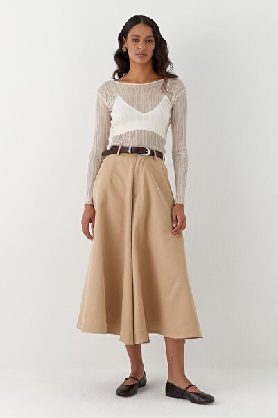 MARKALİSTE Wide flowing trench trousers mink