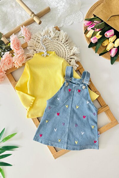 Minigimin Cicileri Miniğimin Cicileri Renkli Kalp Baskılı Kız Bebek Kot Jilel...