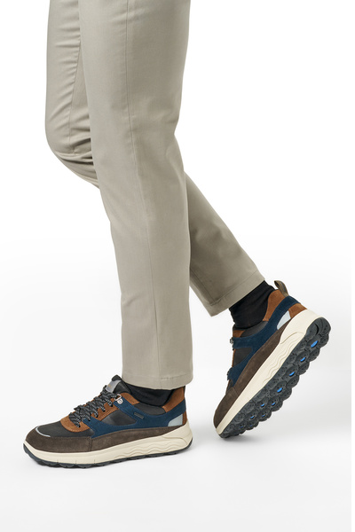 Geox Men's Brown U Spherica 4X4 B Abx C - Suede Lace-Up Thick Sole Fabric Sneaker U56Fdc022C