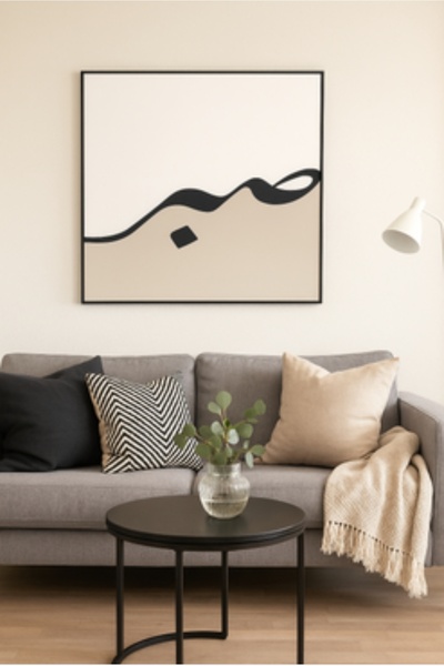 bity thok "Patience" painting in abstract Arabic calligraphy (100×100 cm)