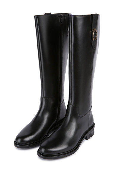 Geox Women's Black D Walk Pleasure D - Smo.Lea Zippered Leather Boots D46Tgd00043C9999