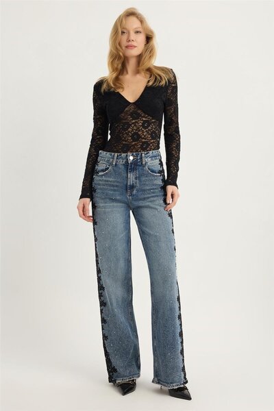 HomeStore Dantel Şeritli Jean Pantolon