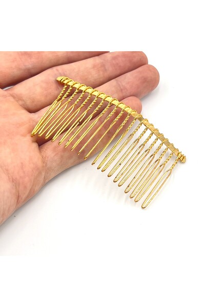 yfhobi 1 Adet- 75 mm 20 Diş Metal Tarak Toka, Altın Kaplama, 1.Kalite