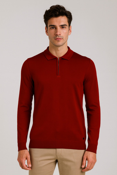 NCS Men's Knitwear Polo Neck Red 3773