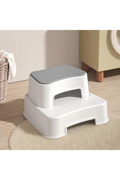 Arabest Double Step Stool for Kids and Toddler, Anti-Slip PP Material Step Stools for Potty Training(Grey)