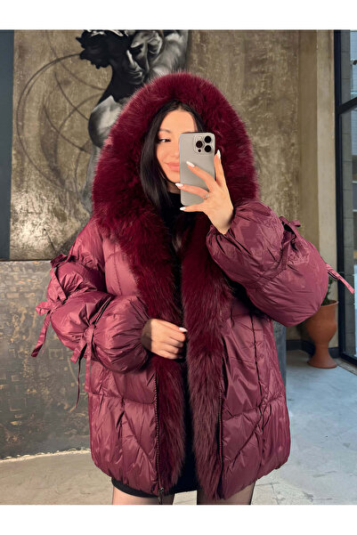 missswans Solen Cepli Kolları Ayarlanabilir Bağlamalı Çıkarılabilir Kürk Yaka...