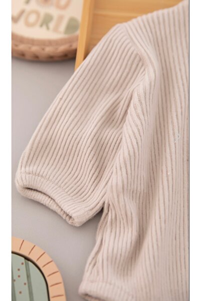 Çipil Baby Teddy Bear Face Long Sleeve Snap Fastener Bodysuit 🐻