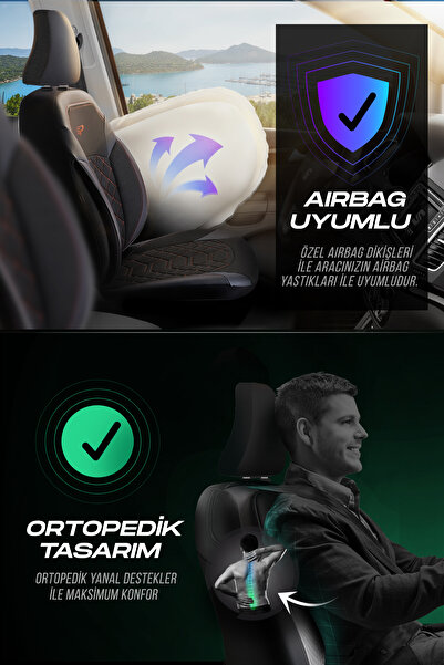 Panda Kılıf Panda Bremen Series Linen Fabric Car Seat Cover - Full Set