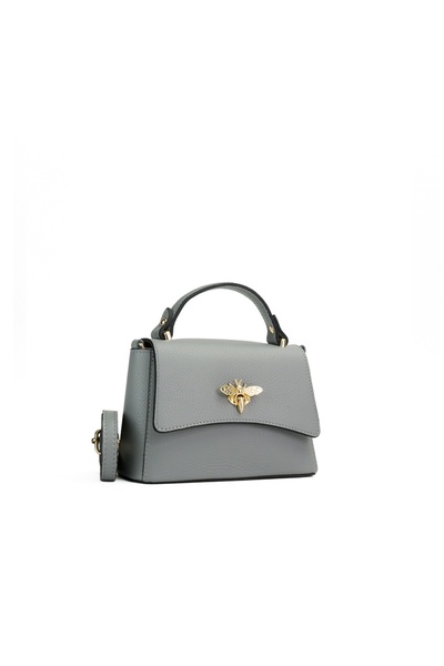 Posete Fagaras Kirsti Leather Purse - Grey, Casual Bag Made of Genuine Leather, Handbag, Bags