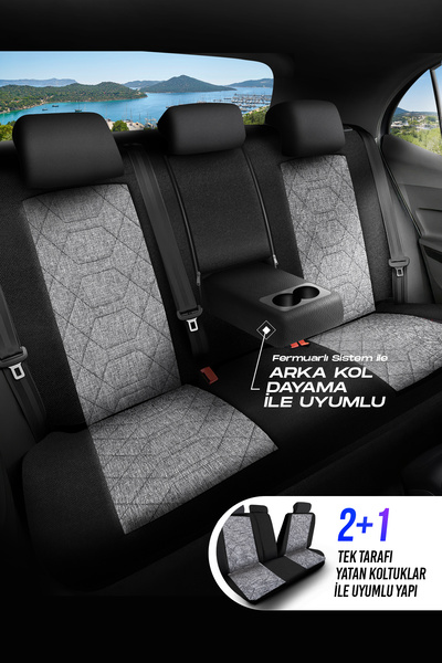 Panda Kılıf Panda Bremen Series Linen Fabric Car Seat Cover - Full Set