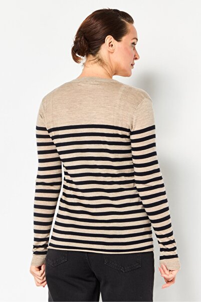 Lacoste Women V-Neck Stripe Sweater, Multicolor