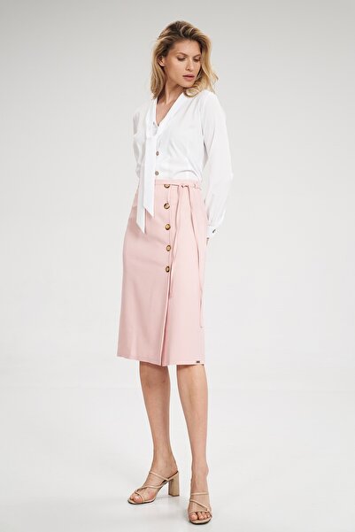 Figl Midi pencil skirt with buttons, pink M697, size L