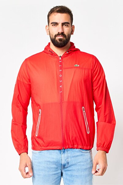 Lacoste Men Brand Logo Windbreaker Jacket, Red