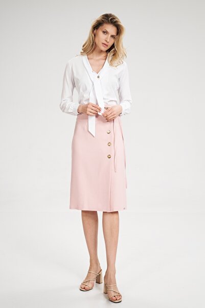 Figl Midi pencil skirt with buttons, pink M697, size L