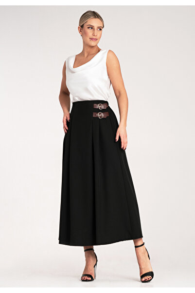 Figl Elegant skirt with belt - Black midi skirt M1156 size L/XL