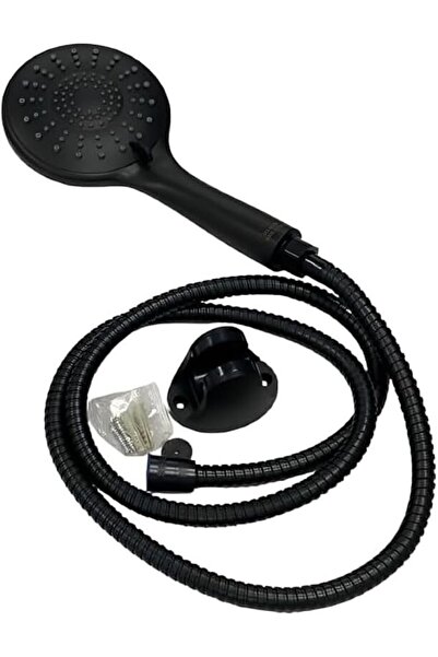 Generic High-Pressure Handheld Shower Head (Black) with Flexible Hose