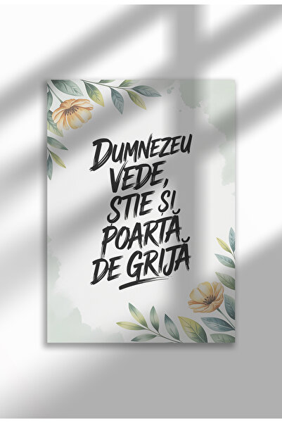 21mxm God Takes Care - Unframed Romanian Religious Canvas Poster - Digital Print