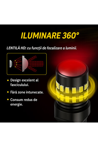 AUXITO Set 2 Auxito® Canbus T20 W21 5W LED bulbs, no error, red brake/stop light