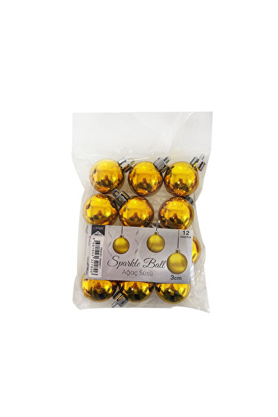 BEST PARTİ 12-piece 3 cm gold christmas tree decoration ball
