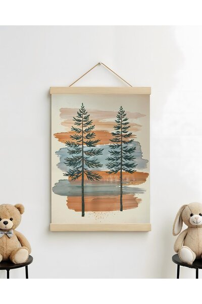 idealizbiz Αφηρημένη αφίσα σε καμβά με δέντρα και τοπία σε στυλ ακουαρέλας