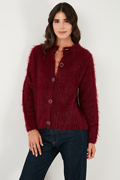 Lela Soft Fuzzy Regular Fit Crew Neck Buttoned Cardigan Cardigan 4617007