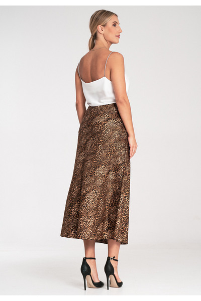 Figl Fustă leopard - Fustă midi din satin - M1087 Tipar 187 mărimea L/XL