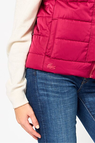 Lacoste Women Quilted Jacket Vest, Maroon