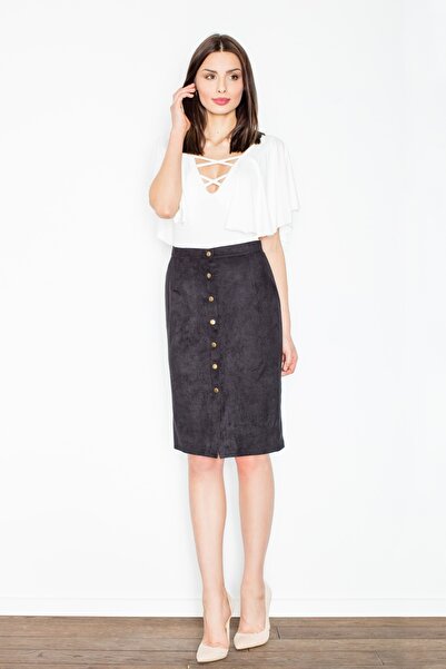 Figl Suede skirt with buttons, black, M453, size S