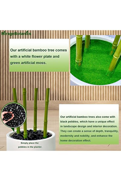 MirageBotanics 5.6ft Artificial Bamboo Tree with Tall White Planter, 4 Trunks & Silk Leaves
