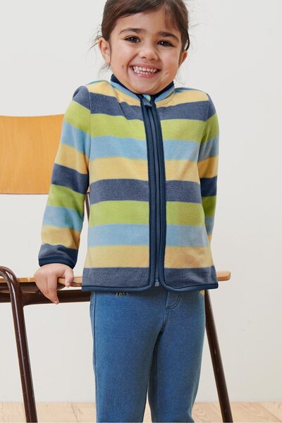 Tchibo Kids Girl Striped Fleece Sweatshirt, Yellow Combo