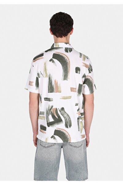 Colin's Regular Fit Shirt Neck Printed Men's Green Short Sleeve Shirt