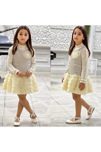 ALPİDS ДЕВОЧЕСКА РОКЛЯ С ДЕТАЙЛИ ОТ ТКАН С РОЗИ