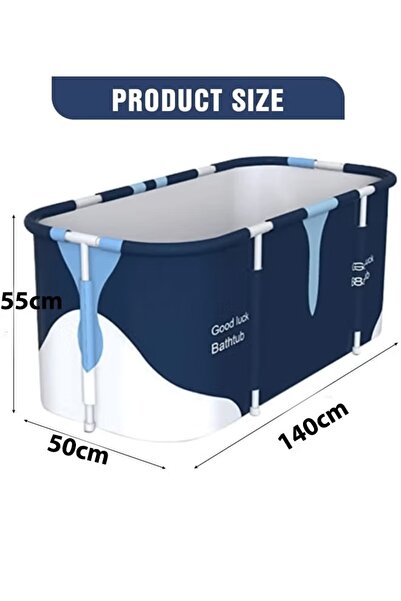 Generic Portable Foldable Bathtub Large Hot SPA Tub Non-Inflatable Ice Folding Bathubs (Blue,140*50*55CM)