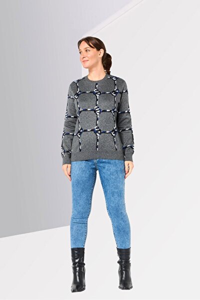 Lacoste Women Crew Neck Allover Print Sweater, Multicolor