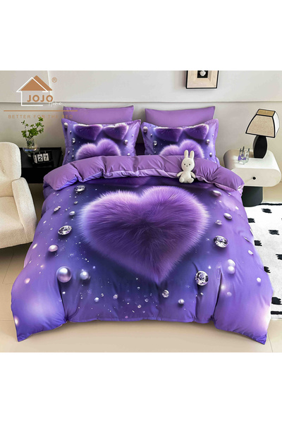 JOJO HOME Bed Linen, 5D Print, Double Bed, Fitted Sheet