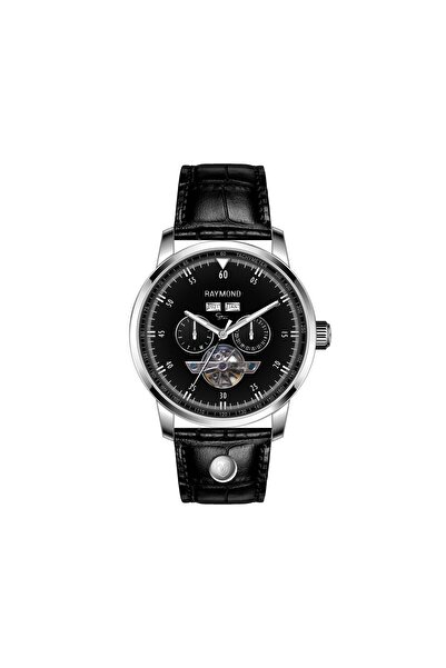 Raymond New Rym-4122 Men's Automatic Wristwatch - Steel Case and Leather Strap - 2 Years Warranty